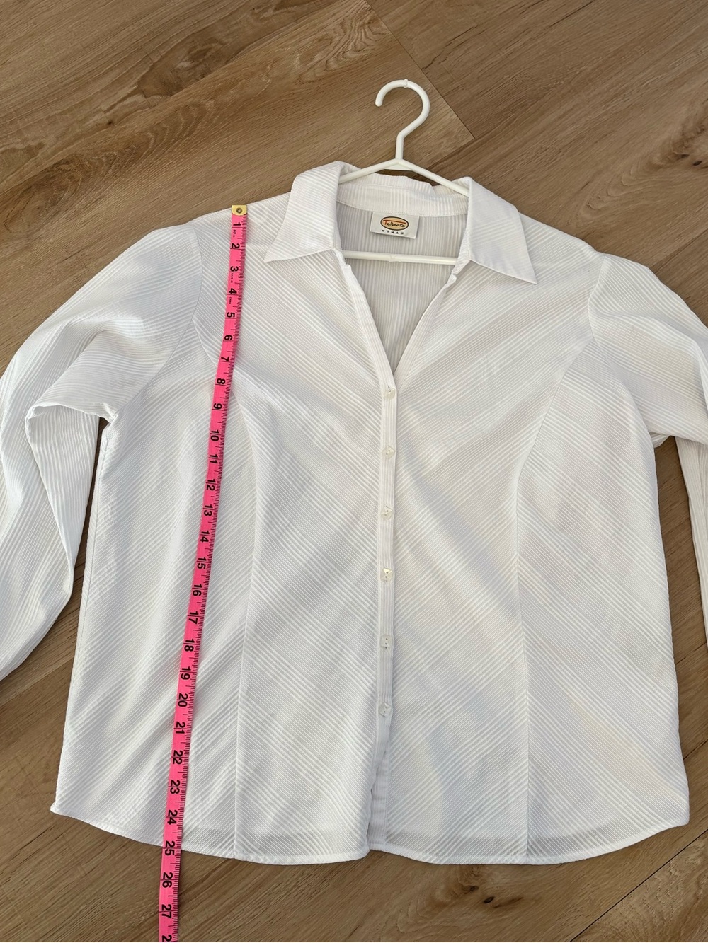 Talbots White Ribbed Button-Front Shirt - Picture 4 of 8